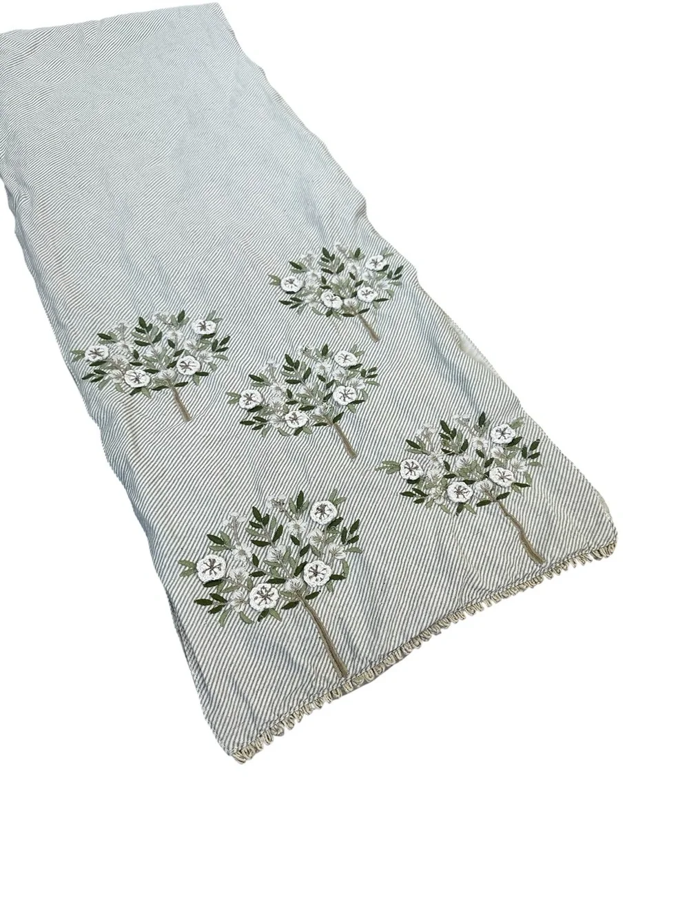 Pier 1 Imports Beige Cream Embroidered Table Runner Farmhouse Cottage Neutral